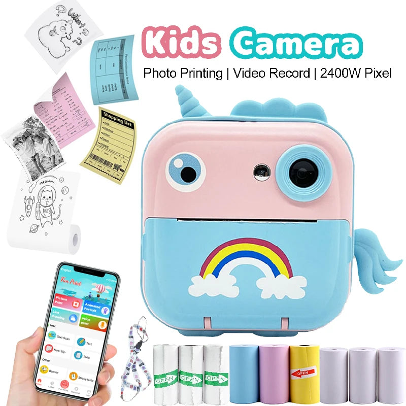 Kids Instant Print Camera Fun Thermal Photo & Video Toy Camera Perfect Gift for Boys Girls & Family Moments
