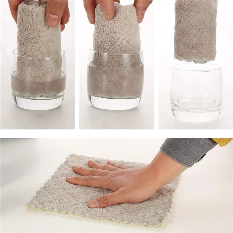 pcs Microfiber Kitchen Cloth Dish Towels Super Absorbent Coral Velvet Dishtowels Nonstick Oil Washable Fast Drying