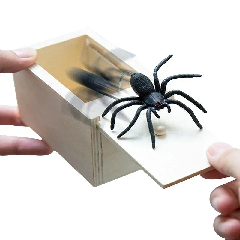 Trick Spider Funny Scare Box Wooden Hidden Box Quality Prank Wooden Scare Box Fun Game Prank Trick Friend Prank Toys Best Gift - Zecs shopping