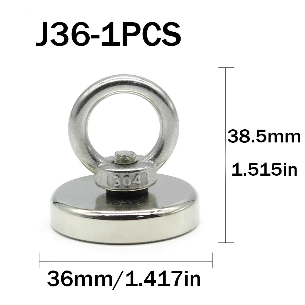 mm Neodymium Fishing Magnet Heavy Duty Rare Earth Magnet with Countersunk Hole Eyebolt Salvage Magnetic