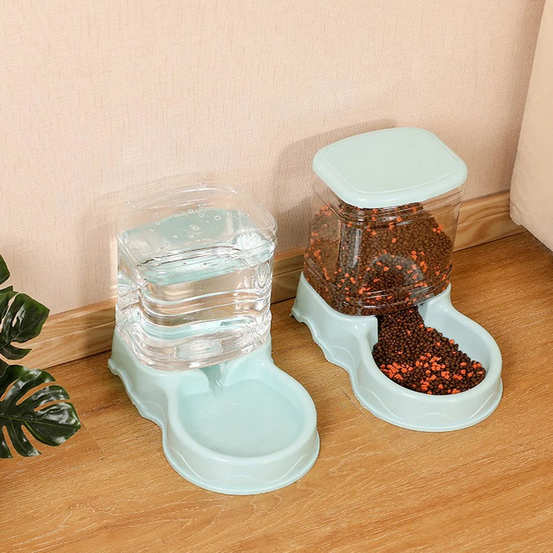 Pet automatic feeder cat drinking water bowl cat bowl dog bowl 3.8L large capacity combination grain storage barrel pet supplies - Zecs shopping