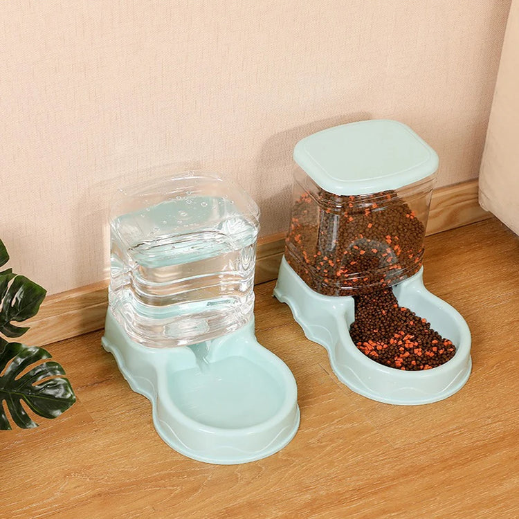 Pet automatic feeder cat drinking water bowl cat bowl dog bowl 3.8L large capacity combination grain storage barrel pet supplies - Zecs shopping