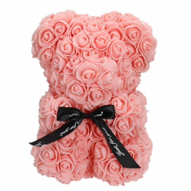 Romantic Valentine's DayCreative Eternal Flower Rose Bear Christmas Gift Rose Bear Hug Bear Wedding  Flower Decoration Gift - Zecs shopping