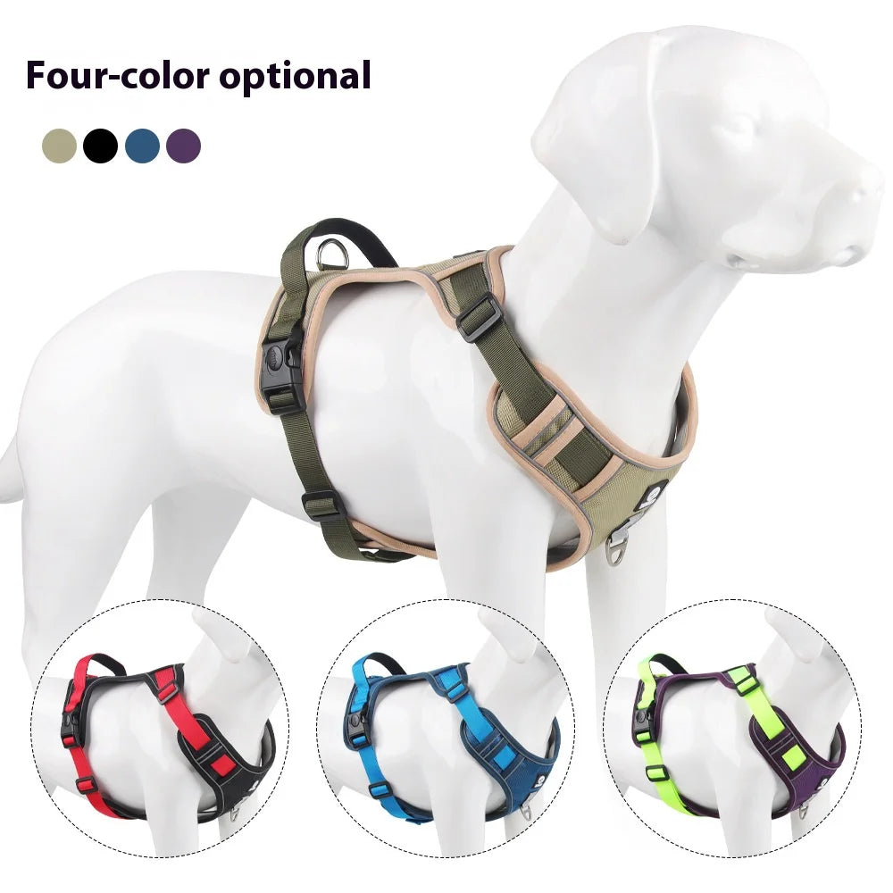Reflective Adjustable Dog Harness for Medium Large Dog Labrador Army Oxford Cloth Training Vest Walk The Dog Comfortable Durable - Zecs shopping