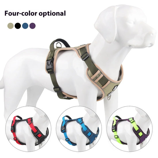 Reflective Adjustable Dog Harness for Medium Large Dog Labrador Army Oxford Cloth Training Vest Walk The Dog Comfortable Durable - Zecs shopping