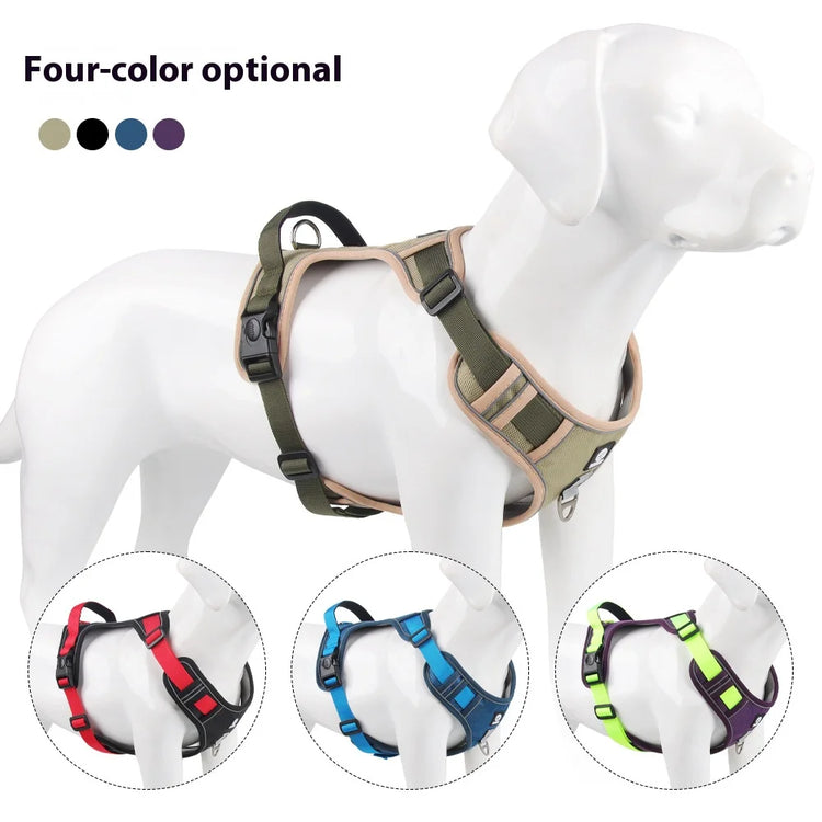 Reflective Adjustable Dog Harness for Medium Large Dog Labrador Army Oxford Cloth Training Vest Walk The Dog Comfortable Durable - Zecs shopping