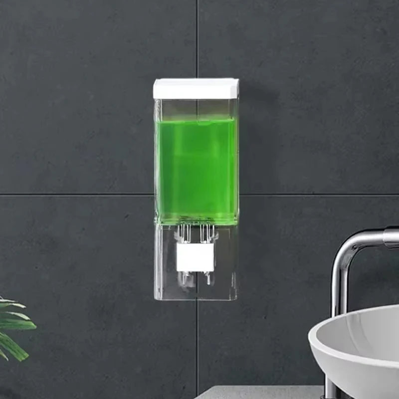 Non Perforated Manual Press Soap Dispenser Wall Mounted Traceless Disinfectant Bottle Bathroom Transparent Soap Dispenser