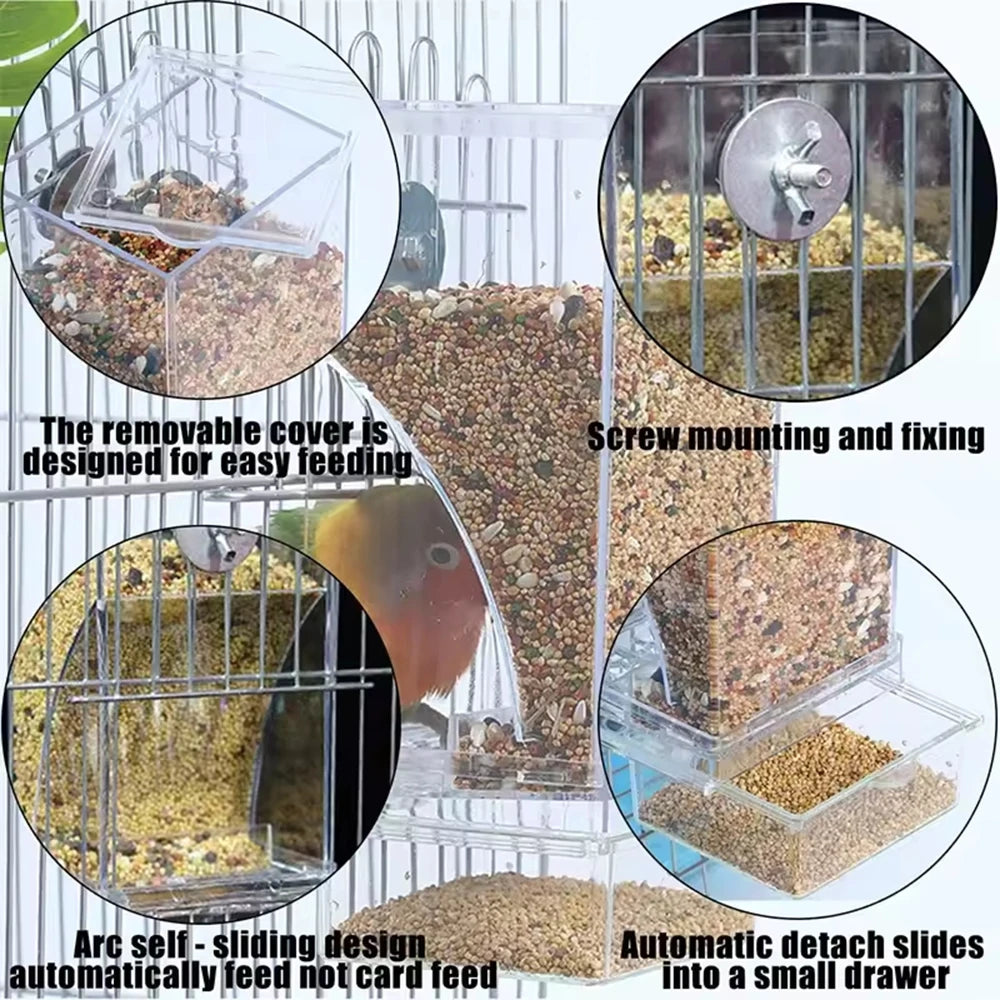 1PC Parrot Feeder Anti-Spill Transparent Bird Food Box Clear Feeding Device for Parrots Durable Bird Feeding Box - Zecs shopping