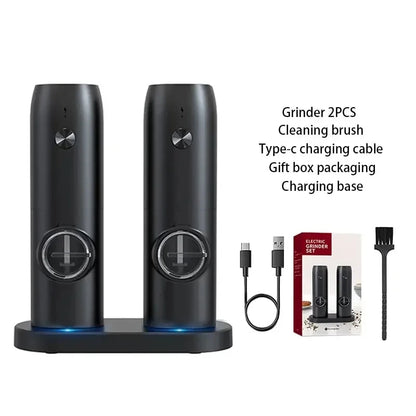 Electric Automatic Salt & Pepper Grinder Set – Adjustable Spice Mill with LED Light