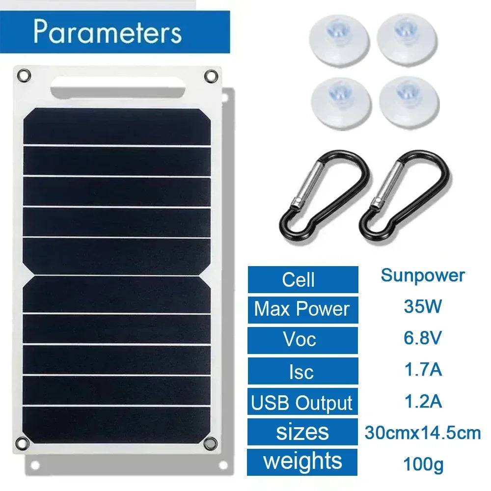 V W Sunpower Portable Solar Panel With USB Safe Stabilize Charger For Phone Power Bank Outdoor Camping Home RV Gift Use