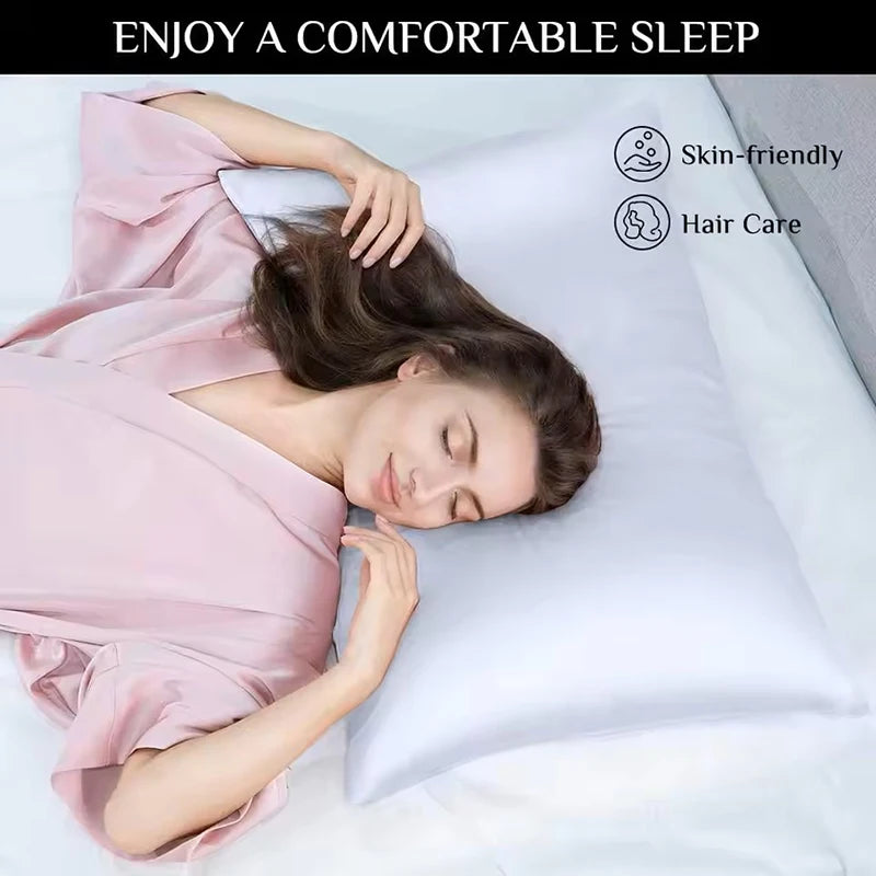 2pcs Satin Silk Pillowcase for Hair and Skin, Coral Pillow Cases Standard Size Set of Super Soft Pillow Case - Zecs shopping