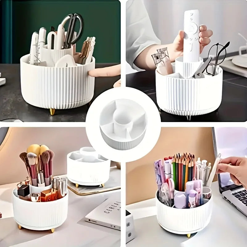 -degree Rotating Cosmetic Storage Box -cosmetic Storage Box with Compartments - Multi-functional Storage Box for Brushes