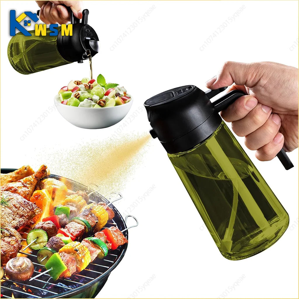 2-in-1 Dark Glass Oil Sprayer Olive Oil Dispenser Black Lightproof Oil Sprayer for Cooking Salads and Barbecues Barbecue Tools - Zecs shopping