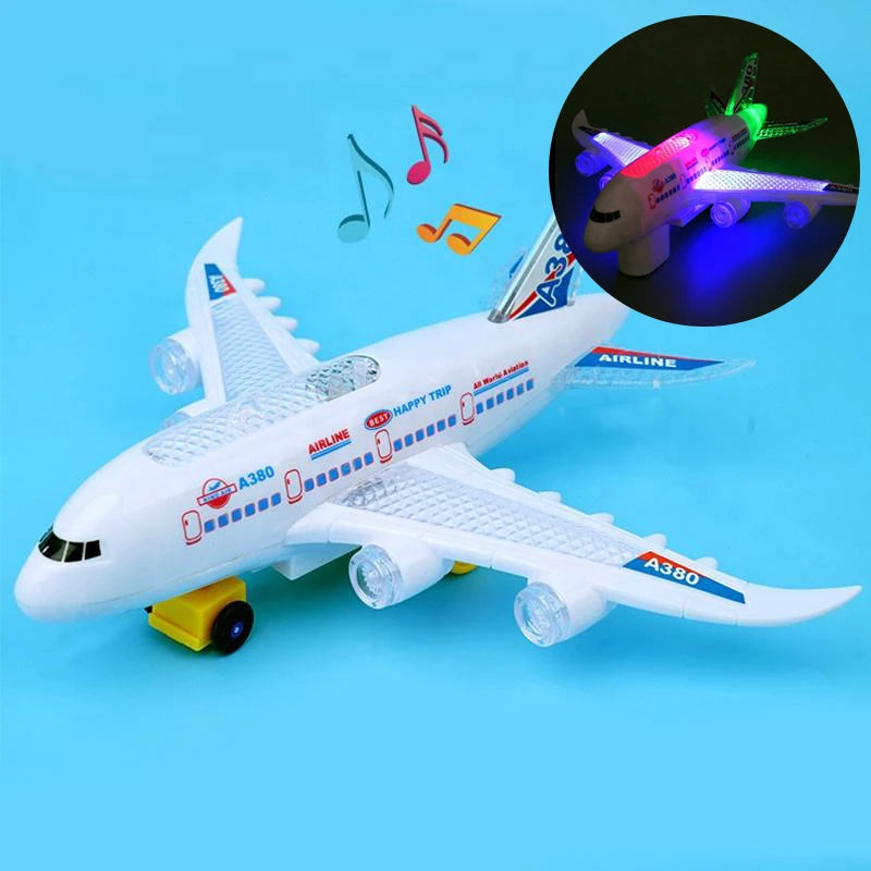 Electronic Aeroplane Toy Music Lights & Automatic Obstacle-Avoiding Plane