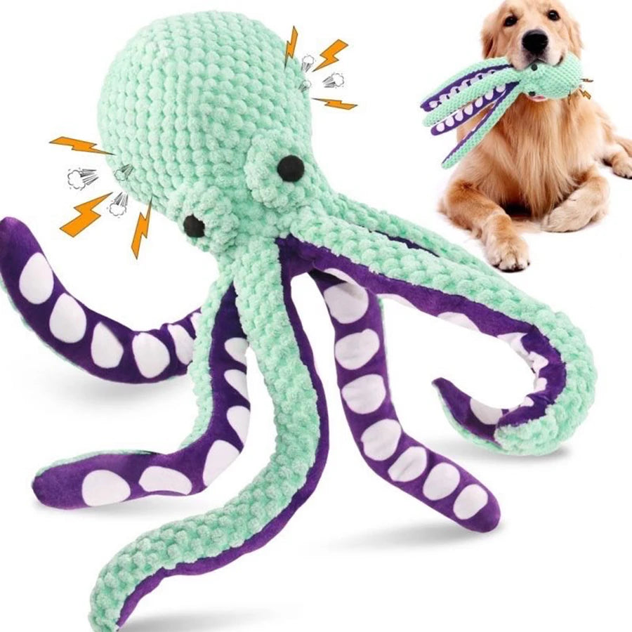 Dog pet plush octopus toy interactive sound anti-demolition home large and small dog boredom companion toy - Zecs shopping