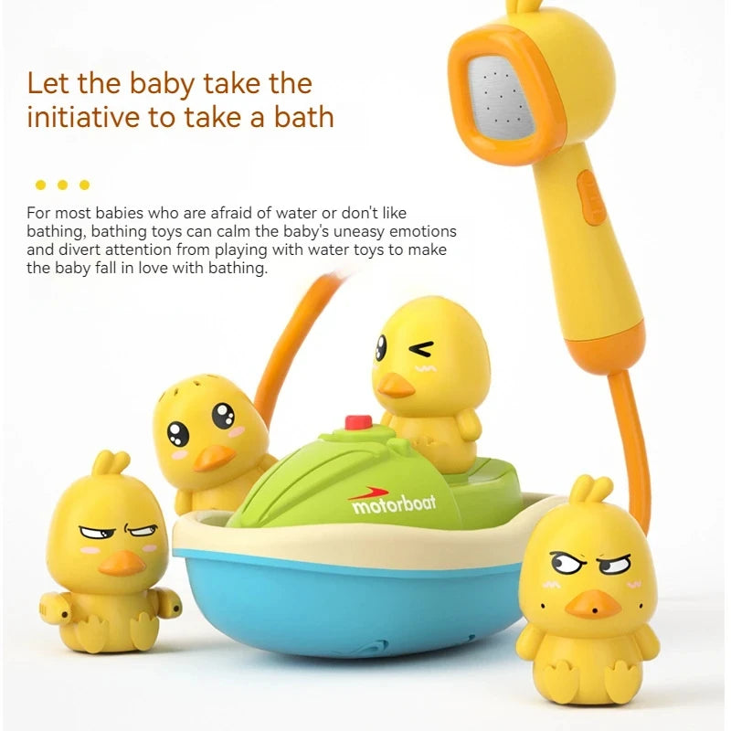 Cute Duck Bathtub Boat Toy Automatic Water Spray Sensory Toy for Toddlers & Babies