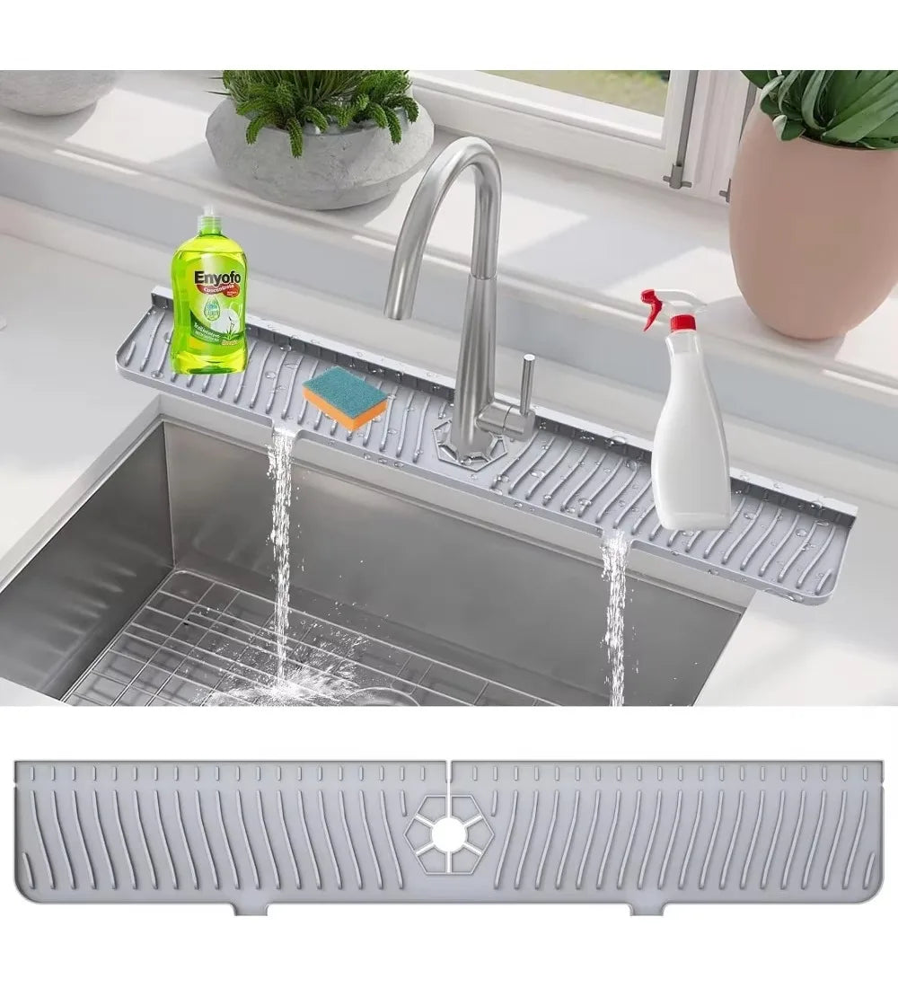pc Kitchen Silicone Faucet Mat Water Ripples Faucet Water Catcher Mat Large Sink Splash Pad Bathroom Countertop Protector