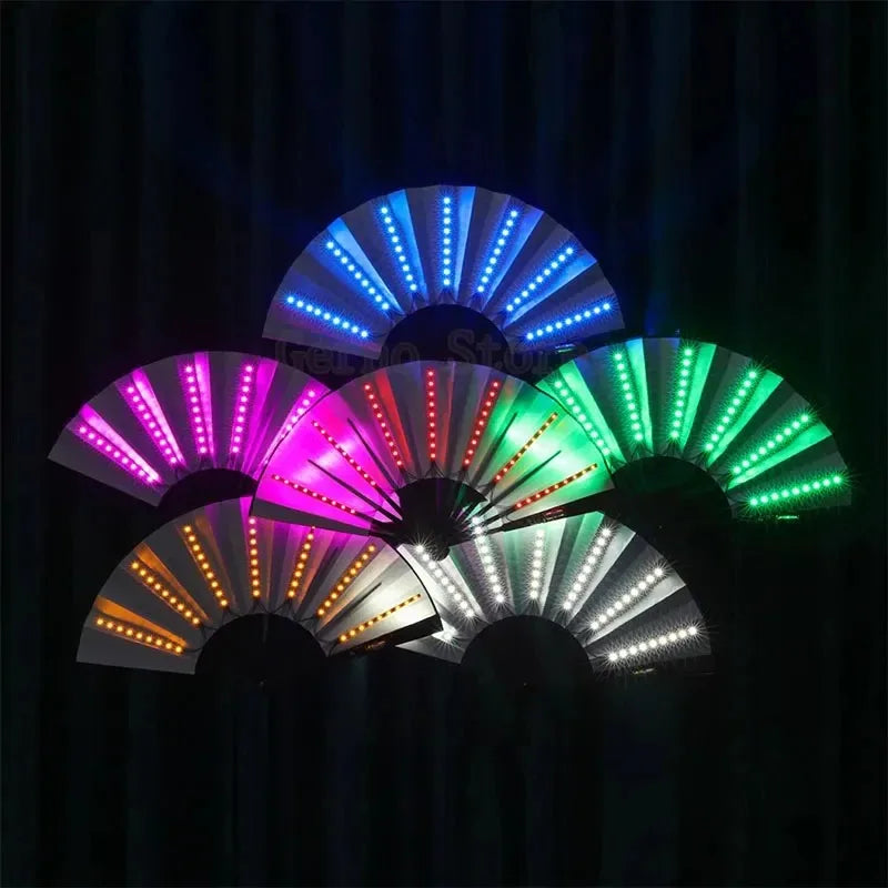 Glow Folding Led Fan Dancing Light Fan Night Show Halloween Christmas Rave Festival Accessories Glow In The Dark Party Supplies - Zecs shopping