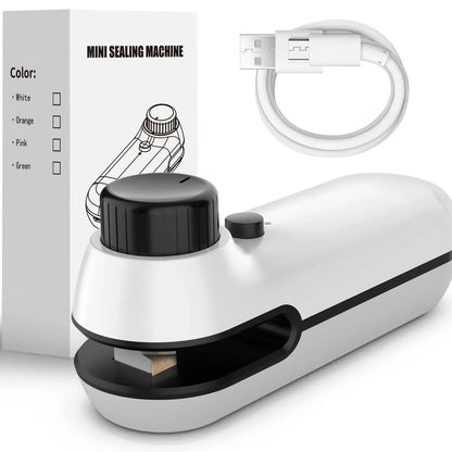 USB Rechargeable Mini Bag Sealer – Portable 2-in-1 Heat Sealer & Cutter for Snack Bags