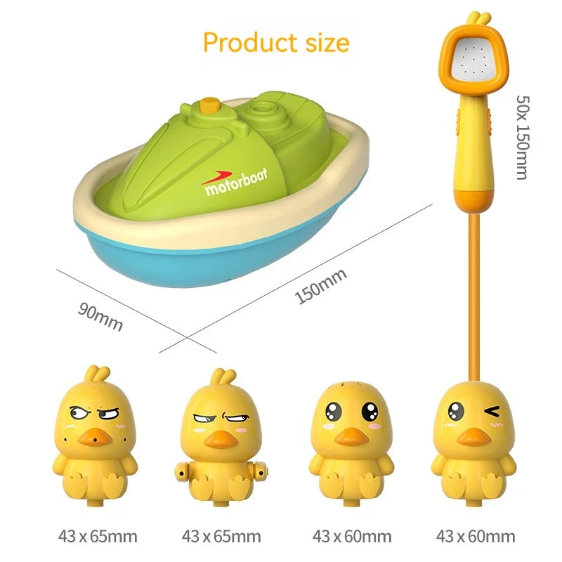 Cute Duck Bathtub Boat Toy Automatic Water Spray Sensory Toy for Toddlers & Babies