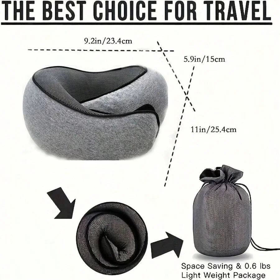 1pc Travel Pillow Pure Memory Foam Neck Pillow, Comfortable & Breathable Cover, Machine Washable, Airplane Travel Kit With Luxur - Zecs shopping