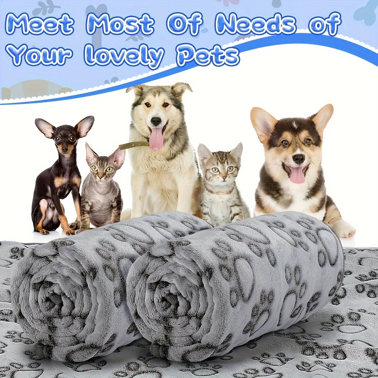 Soft Fluffy High Quality Pet Blanket Cute Cartoon Pattern Pet Mat Warm and Comfortable Blanket for Cat Dogs - Zecs shopping