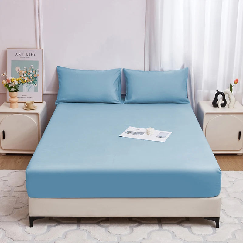 Safe Waterproof Mattress Protector, Soft Comfortable Breathable Solid Color Bedding Mattress Cover Fitted, Machine Washable - Zecs shopping