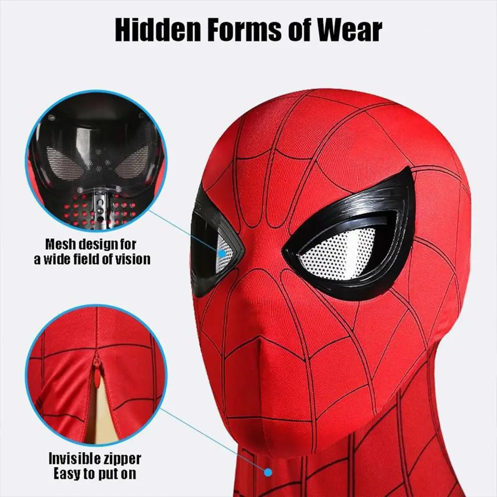 Spiderman Mask Eyes Movable Remote Control Peter Parker Spiderman Toys Children Halloween Cosplay Costume Mask Christmas Gifts Fun Gift for Kids & Family