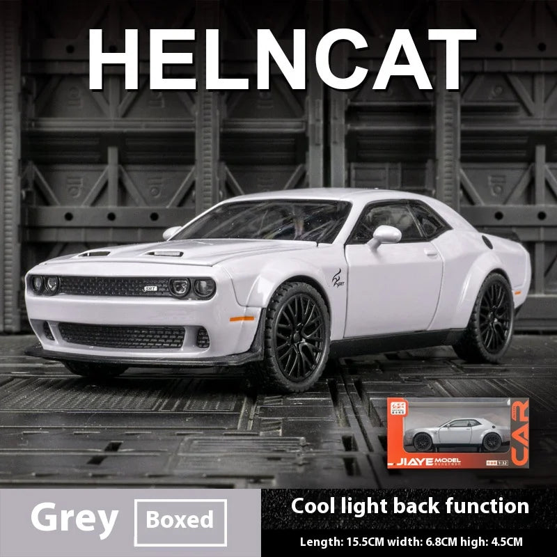 Dodge Challenger Hellcat Diecast Model Car Pull Back Toy with Sound & Light Metal Collectible Car Gift