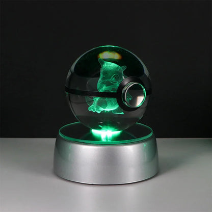 Pokemon 3D Crystal Ball LED Night Light – Pikachu, Gengar, Eevee & Mewtwo Collectible Lamp
