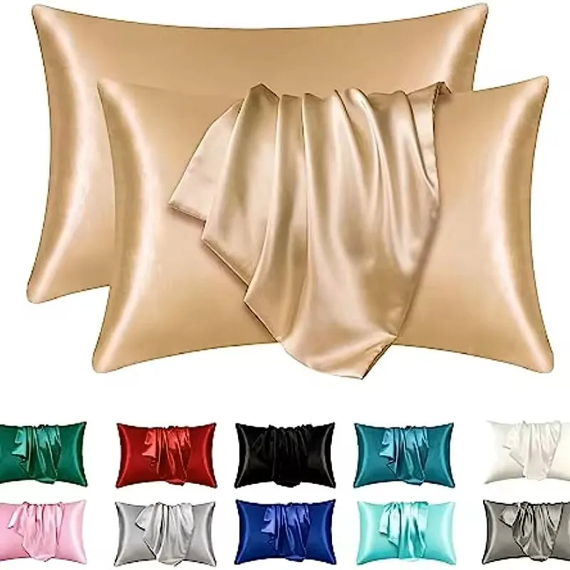 2pcs Satin Silk Pillowcase for Hair and Skin, Coral Pillow Cases Standard Size Set of Super Soft Pillow Case - Zecs shopping