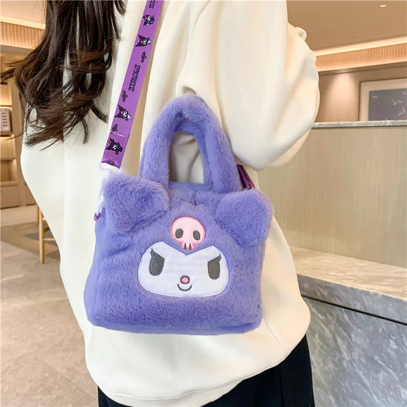 Sanrio Bag Kawaii Kuromi Cinnamoroll My Melody Cartoon Anime Plush Handbag Cosmetic Bag Travel Storage Bag Women Girl Gifts - Zecs shopping