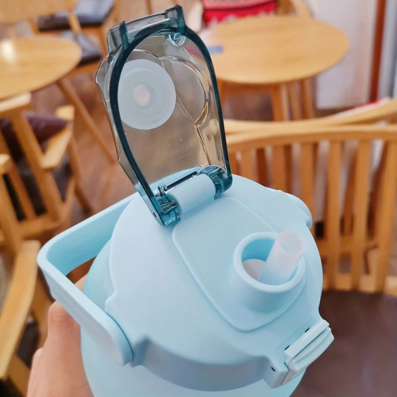 2l/900ml Water Bottle Liter Stay Hydrated Motivated Leakproof Plastic Sport Bottle Reminder Times Sports Outdoor Fitness Office - Zecs shopping