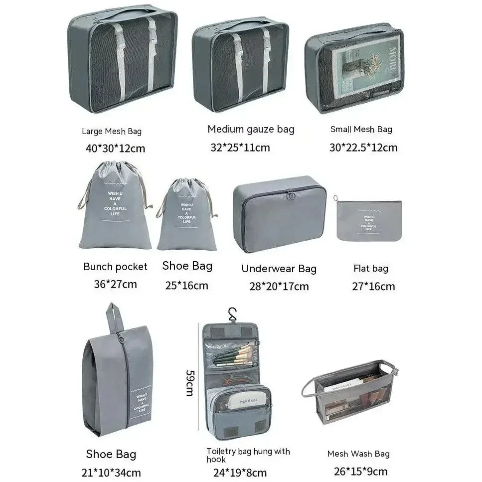 Pcs Set Travel Organizer Storage Bags Suitcase Packing Cubes Cases Portable Wardrobe Luggage Clothes Shoe Pouch Fold