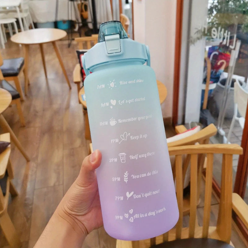2l/900ml Water Bottle Liter Stay Hydrated Motivated Leakproof Plastic Sport Bottle Reminder Times Sports Outdoor Fitness Office - Zecs shopping