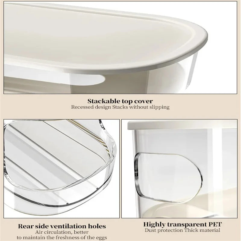 Double Layers Egg Storage Box Refrigerator Automatic Rolling Slide Egg Rack Refrigerator Side Door Freshness Box Kitchen Storage - Zecs shopping