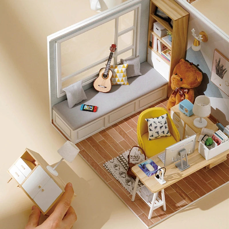 Wooden Miniature Doll House Diy Small House Kit Making Room Toys D Puzzle Assembly Building Model Toys For Birthday Gifts Fun Gift for Kids & Family
