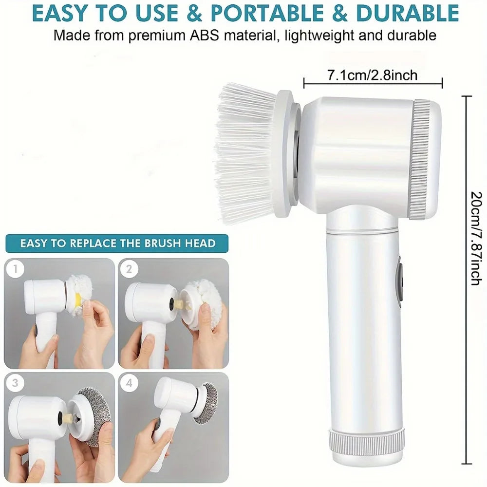 Electric Spin Scrubber With Replaceable Brush Head Power Electric Cleaning Brush Handheld Rechargeable Shower Scrubber