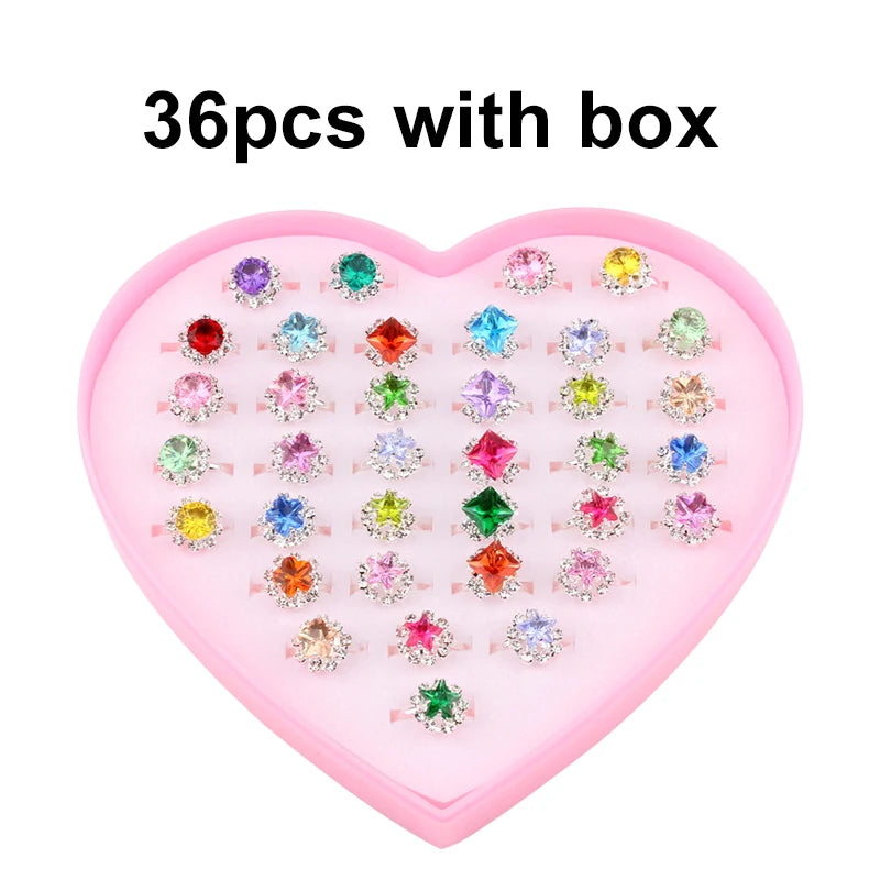 pcs Cute Adjustable Rings Children Girls Pretend Play Makeup Toys Cartoon Crystal Jewelry Alloy Animal Enamel Ring