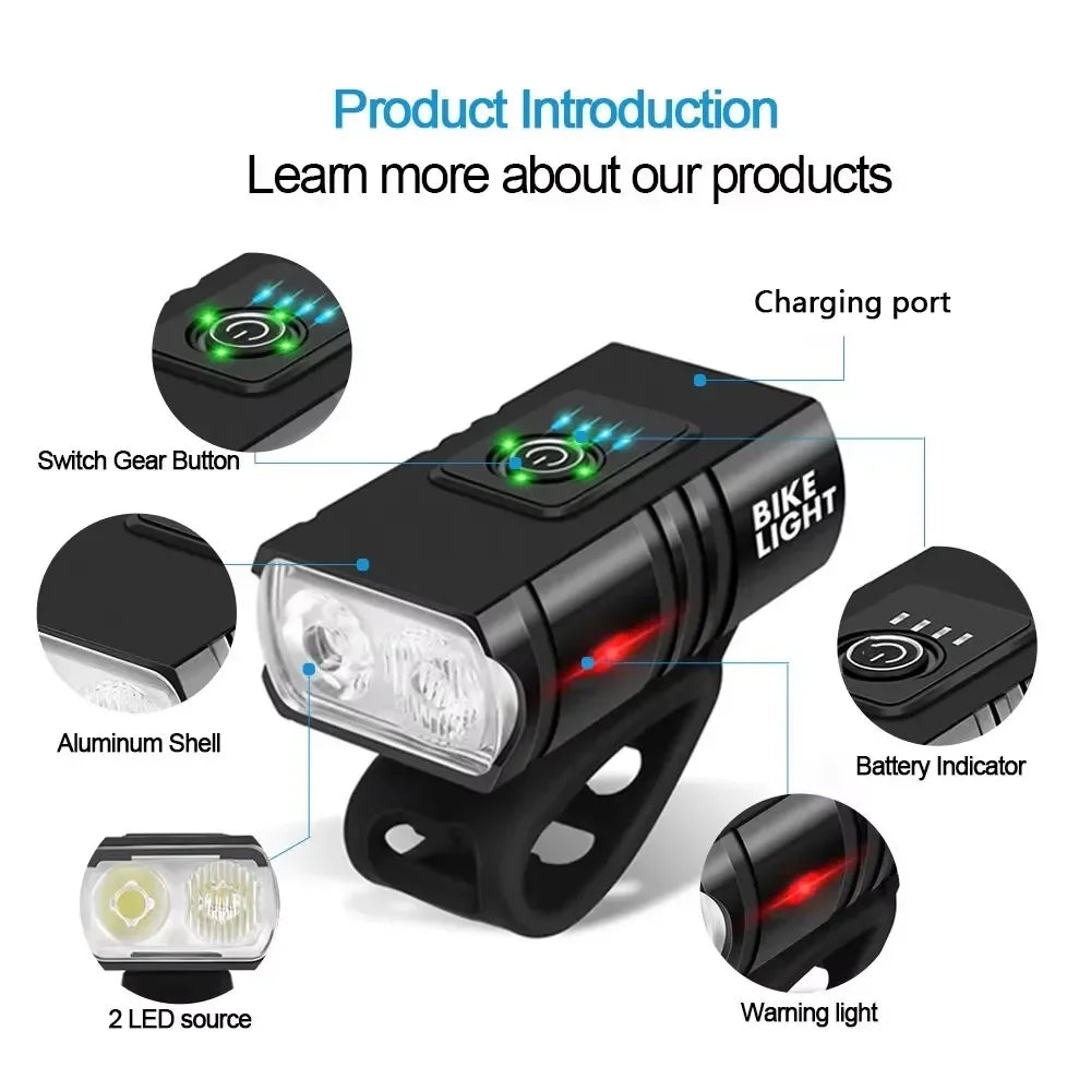 BK Bike Light T LED USB Rechargeable Bicycle Lights Modes MTB Flashlight Bicycle Headlight for Cycling Bicycle Front Lamp