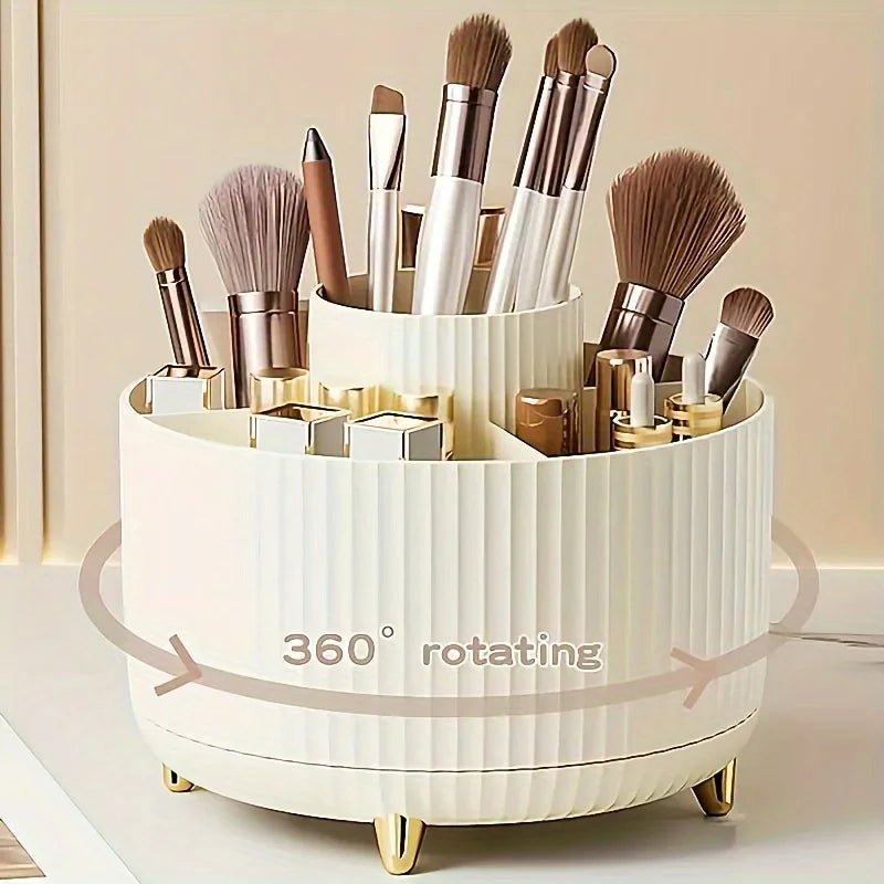 -degree Rotating Cosmetic Storage Box -cosmetic Storage Box with Compartments - Multi-functional Storage Box for Brushes