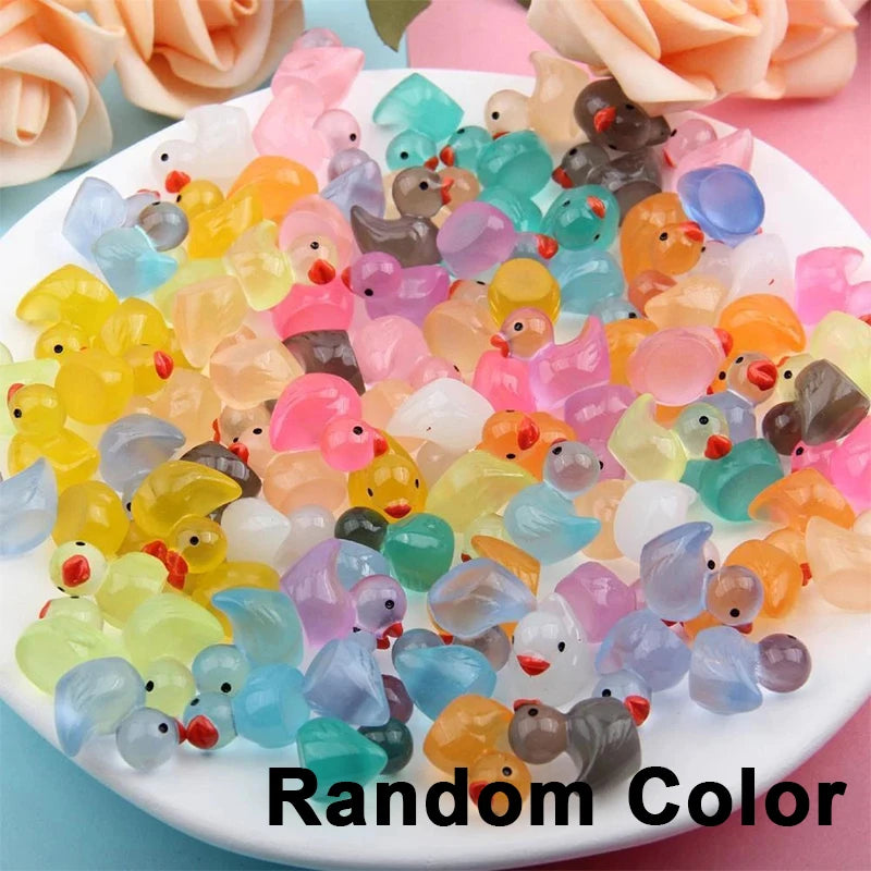 20/50PCS Miniature Resin Ducks Mini Duck Figures Glow In the Dark Landscape Ornaments For Doll Houses Aquarium Garden - Zecs shopping