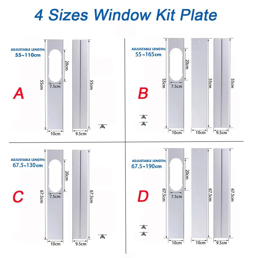 Newest Portable Window Kit Slide Plate Adjustable Adaptor Wind Shield Exhaust Hose Tube Connector Air Conditioner Accessories