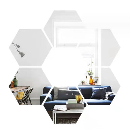 6/12pcs 3D Hexagon Mirror Wall Sticker Rose Gold DIY TV Background Living Room Stickers Wall Decor Bedroom Bathroom Home Decor - Zecs shopping