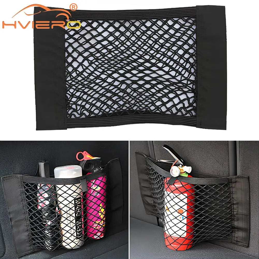 Car Back Rear Trunk Organizer Net Mesh Seat Elastic String Magic Sticker Universal Storage Bag Pocket Auto Accessories Put Paper - Zecs shopping