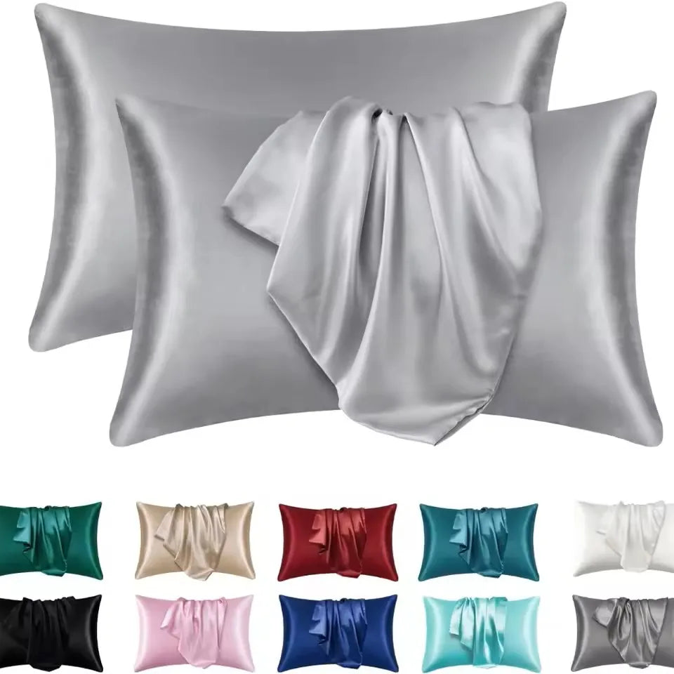 2pcs Satin Silk Pillowcase for Hair and Skin, Coral Pillow Cases Standard Size Set of Super Soft Pillow Case - Zecs shopping