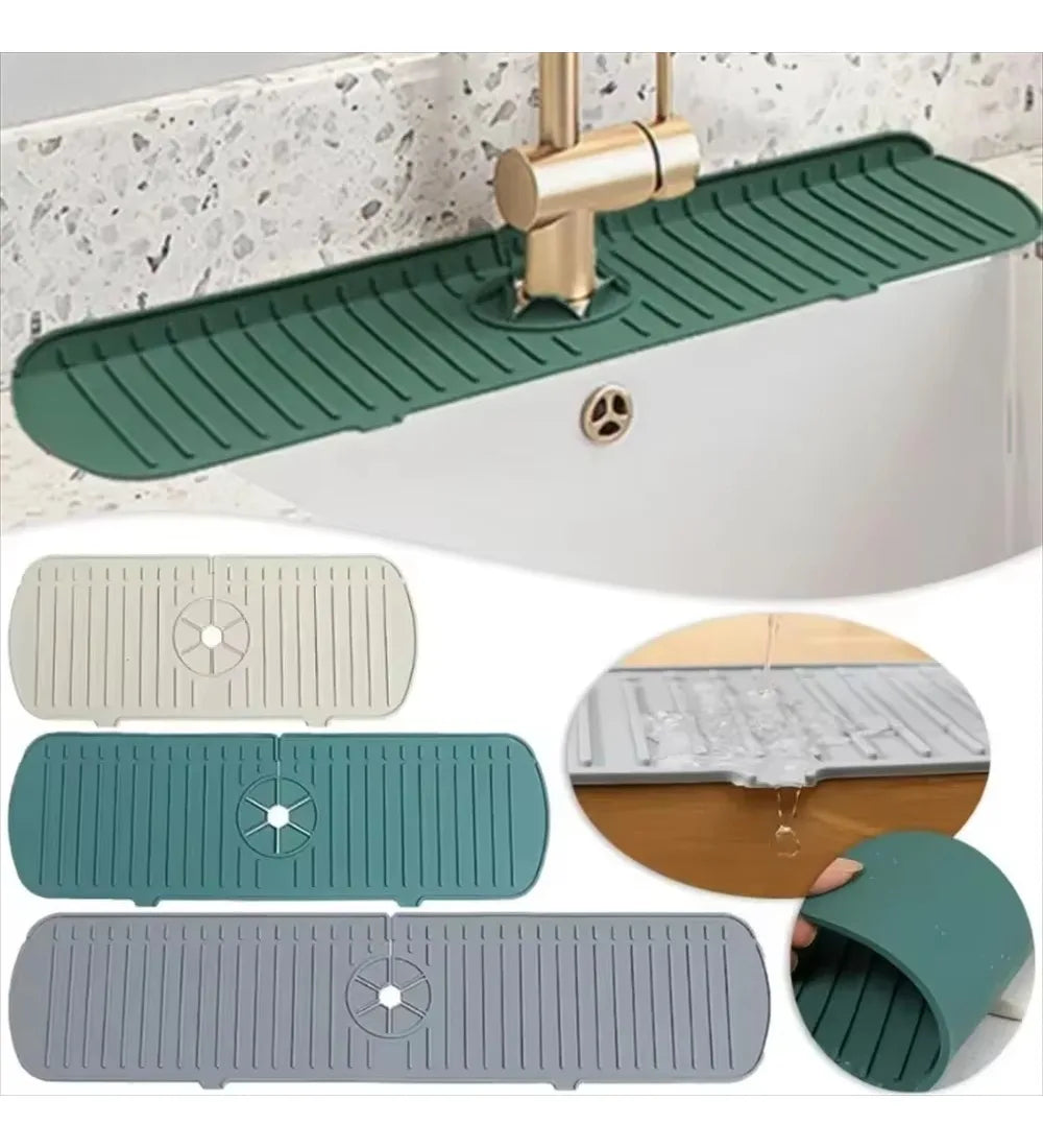 pc Kitchen Silicone Faucet Mat Water Ripples Faucet Water Catcher Mat Large Sink Splash Pad Bathroom Countertop Protector