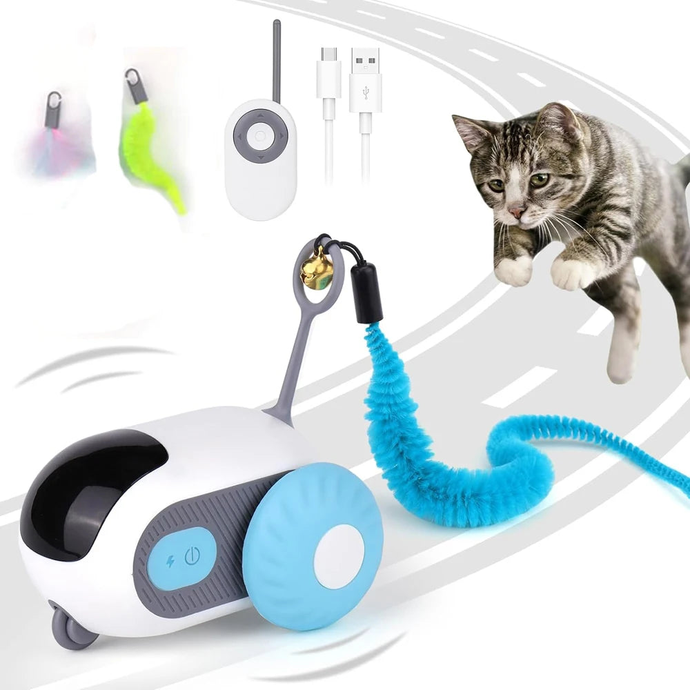 Smart Cat Toy 2 Modes Automatic Moving Remote Controlled Toy Car for Cats Dogs Interactive Playing Kitten Training Pet Supplies - Zecs shopping