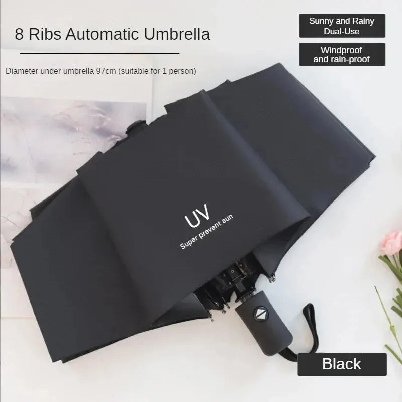 1pc Mini Folding Automatic Umbrella Portable Windproof Light Children Parasol Umbrella Anti UV Rain Sun Umbrella - Zecs shopping