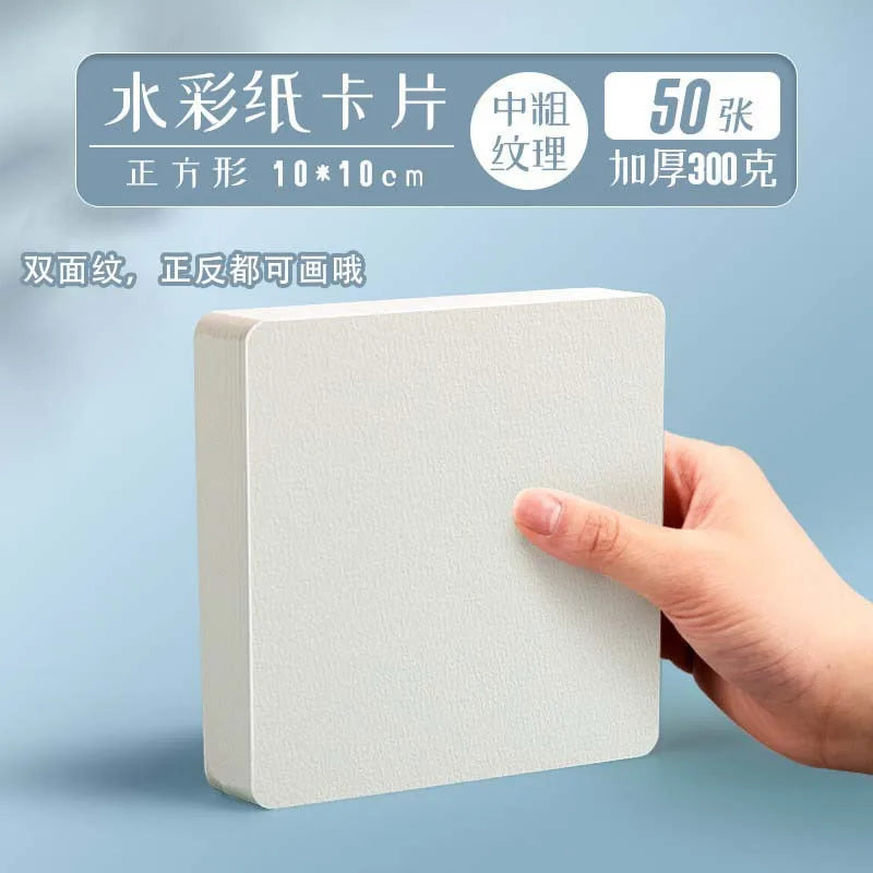 Watercolor paper postcard g fine art painting square round watercolor paper in coarse grain wood pulp blank cardboard